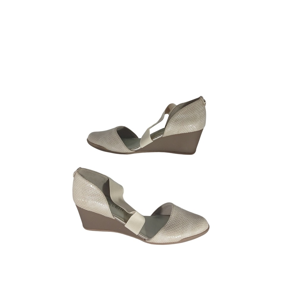 Anne Klein AKTARA2 Wedge 7.5M Cream Snakeskin iFlex Professional Comfort